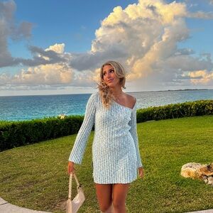 ZARA Light Blue Long Sleeve Knit Dress